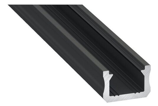 ELITECH ALU PROFIL SORT 200X8X12MM INKL LOKK - ENDELOKK OG 2 KLIPS
