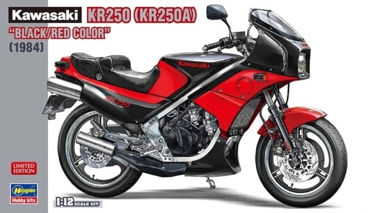 Hasegawa 1/12 Kawasaki KR250 (KR250A) Black/Red Color 1984 Hasegawa 1/12 Kawasaki KR250 (KR250A) Black/Red Color 1984
