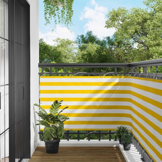 vidaXL Balkong Skjerm Gul og hvit 100 x 300 cm Oxford Stoff