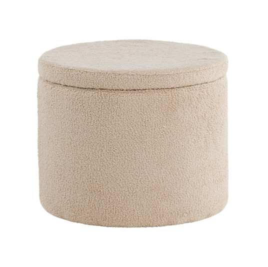 Venture Home Dunken puff, fotskammel med oppbevaring Ø51cm teddystoff beige. 1666891-02-0 1666891-05-0