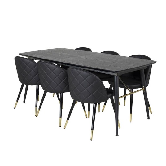 Venture Home Spisegruppe Venture Home Gold med 6 Velvet Stoler GR19419