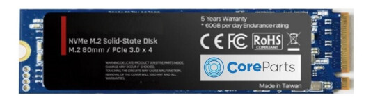 Coreparts - Ssd - 2 Tb - 3D Nand Tlc 5100/4600 Read/Write Mb/S Bulk Packaging Plastic Bag - Intern - M.2 2280 - Pcie 4.0 Nvme Coreparts - Ssd - 2 Tb - 3D Nand Tlc 5100/4600 Read/Write Mb/S Bulk Packaging Plastic Bag - Intern - M.2 2280 - Pcie 4.0 Nvme