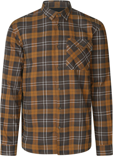 Seeland Men"s Glen Flannel Shirt Dark Brown/Camel Check L
