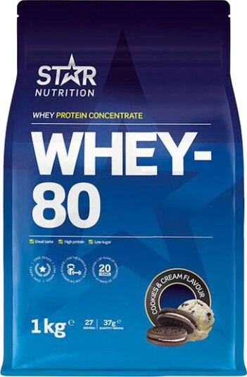 Star Nutrition Whey-80, proteinpulver 1000g Cookies&Cream
