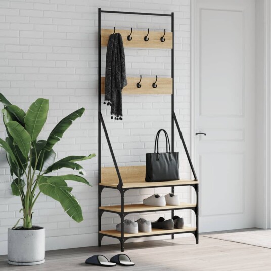 Klesstativ med skooppbevaring sonoma eik 72x34x184 cm 8721012196100