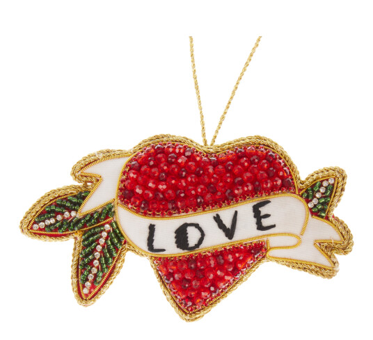 Tinker Tailor Hjerte Love med broderinger 7CM rød