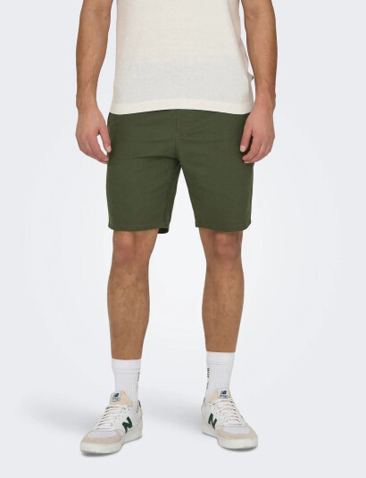 ONLY & SONS Onslinus 0007 Cot Lin Shorts Noos - Khaki green - XS