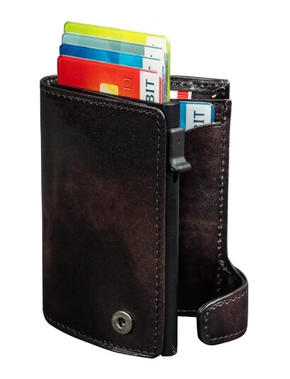 Tony Perotti Furbo Van Gogh Cardholder With Banknote And Coin Pocket   Brown   ONE SIZE