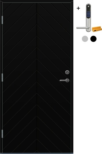 Ytterdør Bygg1 Gol med Yale Entrus BxH: 90x210 Venstre, NCS S-9000-N, Svart, Yale Sølv Ytterdør Bygg1 Gol med Yale Entrus BxH: 90x210 Venstre, NCS S-9000-N, Svart, Yale Sølv