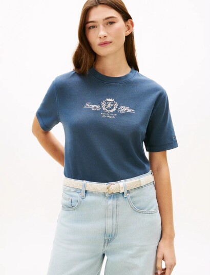 Tommy Hilfiger Varsity Crest Mdrn C Nk Ss Tee Blue XXS