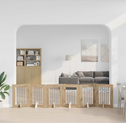 Vidaxl Foldbar Hundegitter Med Stativer 6 Stk. Artisan Eik 362 cm