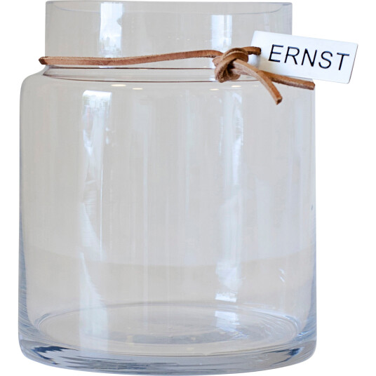 Ernst Glassvase med lærbånd 22,5 cm Ernst Glassvase med lærbånd 22,5 cm