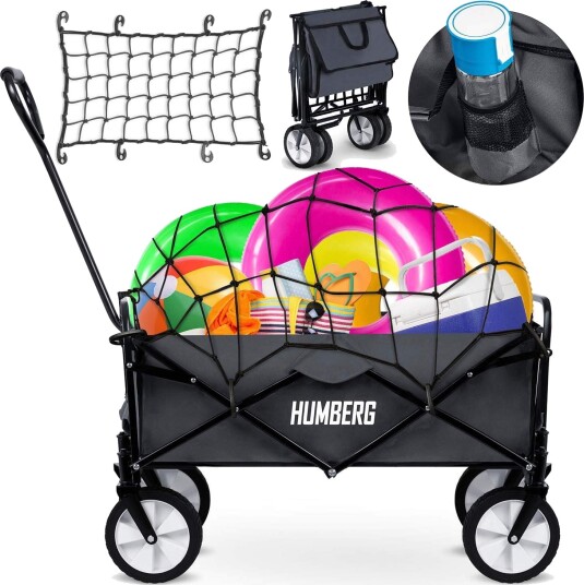 Sammenleggbar transportvogn med netting, 80L kapasitet