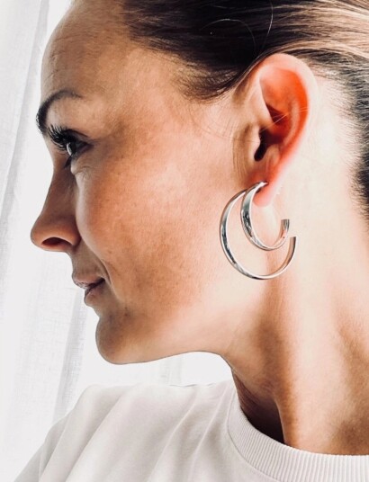 Bud to rose Annie Hoop 40Mm Silver Silver 