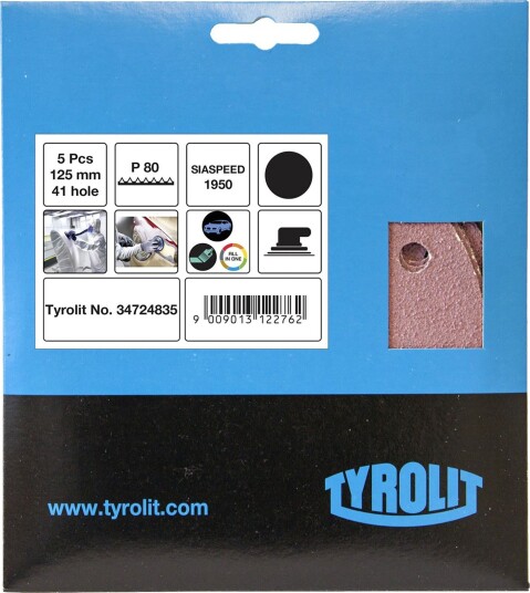 Tyrolit SIASPEED 1950 Kardborrerondell 5-pakk K80, Maskintilbehør & forbruk