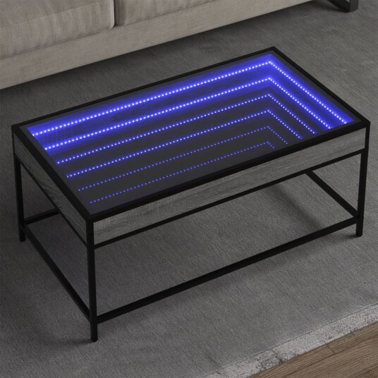  Salongbord med Infinity LED grå sonoma 90x50x41 cm 847690