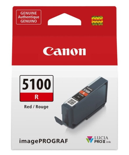 Canon Pfi-5100 R 14.4 Ml Rød Original Hengeboks Blekkbeholder For Imageprograf Pro-310