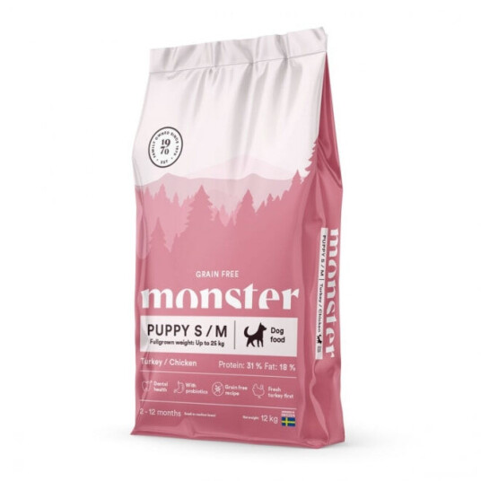 Monster Pet Food Hundemat Valp Tørrfôr Kalkun & Kylling (12 kg)