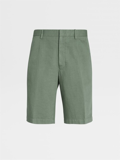 Zegna Cotton-Linen Bermuda - Green Grønn 54 Zegna Cotton-Linen Bermuda - Green Grønn 54
