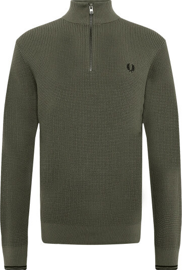 Fred Perry Waffle Stitch Half Zip Jmpr Khaki green S Fred Perry Waffle Stitch Half Zip Jmpr Khaki green S