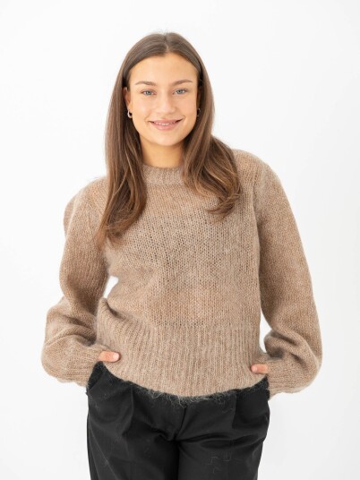Y.A.S Lambu O Neck Long Sleeve Knit Pullover Brun L