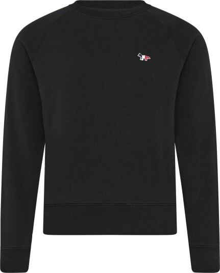 Maison Kitsune Tricolor Fox Patch Adjusted Sweatshirt   Black   L