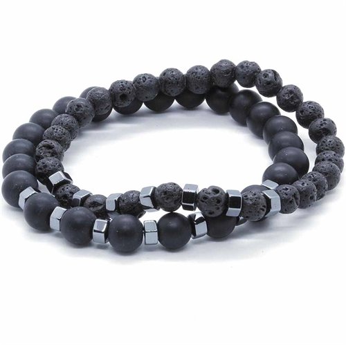 Armbåndssett 2 stk. / svarte perler Armbåndssett 2 stk. / svarte perler
