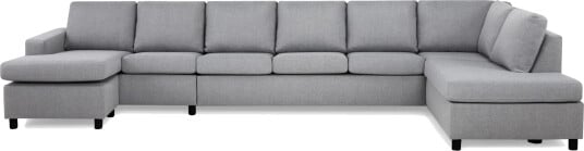 Crazy 6 seters Høyrevendt U formet XX Large Sofa med Divan og Sjeselong i Stoff Grå