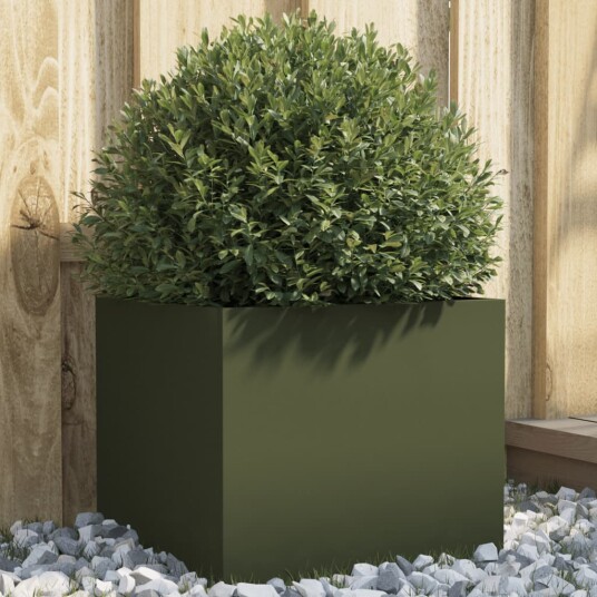 Plantekasse olivengrønn 32x30x29 cm kaldvalset stål Plantekasse olivengrønn 32x30x29 cm kaldvalset stål