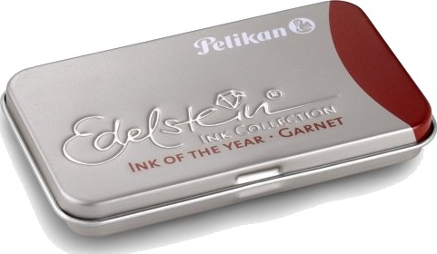 Pelikan 339648, Rød, Rød, Sølv, Fontenepenn, Tyskland, Boks, 6 Stykker