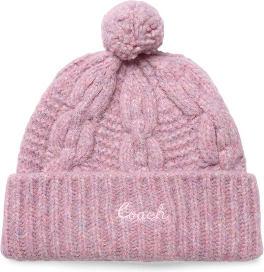 Coach Accessories Chain Cable Beanie With Pom - LIGHT PINK - One Size