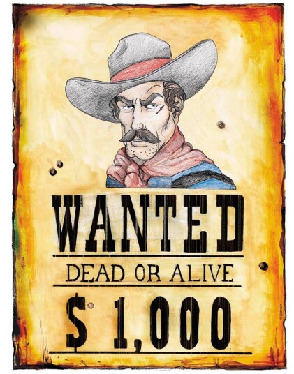 Wanted Dead or Alive Poster 51x37 cm Wild West