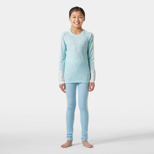 Helly Hansen Junior HH Lifa Merino Mellomvekt Undertøysett Med Mønster Blå 164