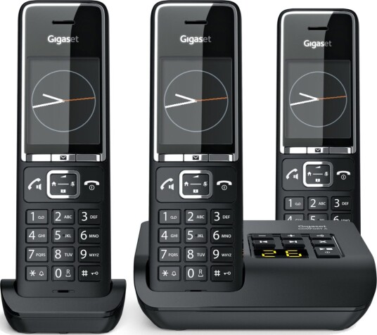Gigaset Comfort 550A Trio trådløs telefon Svart 3 pack Gigaset Comfort 550A Trio trådløs telefon Svart 3 pack