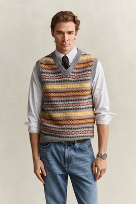 Gant Fair Isle Vest Grey M