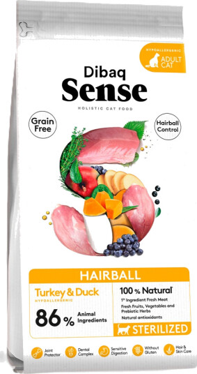DIBAQ Grain Free Kattemat Sense Hairball And 6kg Andype Dag
