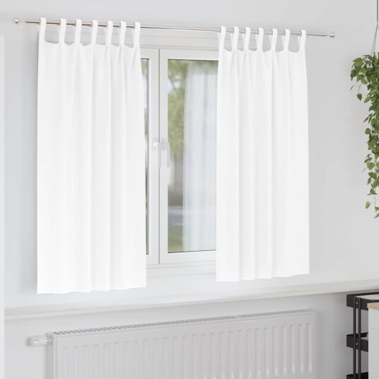 Gardiner med gardiner 2 pcs Klar hvit Polyester