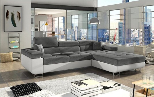 Seksjon Eltap Armando 289x85x203 cm Sawana 05 Soft 17 Grå Hvit Høyre Seksjon Eltap Armando 289x85x203 cm Sawana 05 Soft 17 Grå Hvit Høyre