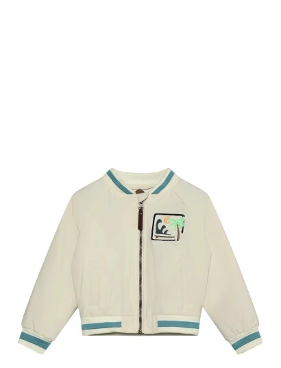 En Fant Bomber Jacket W. Embroidery Cream 140 En Fant Bomber Jacket W. Embroidery Cream 140