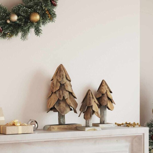  Juletre med stativ 3 pcs Brun Heltre teak