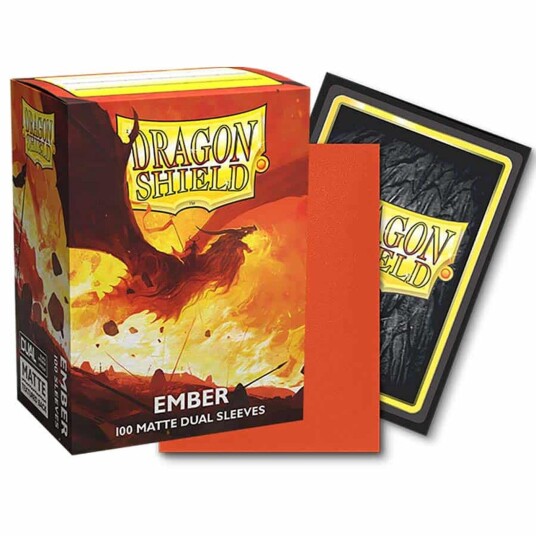 Ember Matte Dual Dragon Shield Sleeves (100) - Kortspill fra Outland