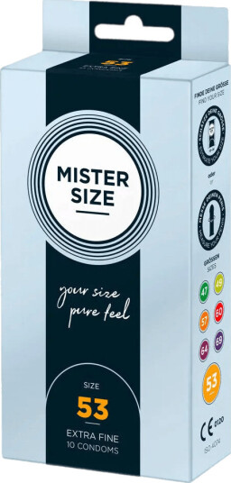 Mister Size Pure Feel-kondomer – 10 stk - Klar - 53 mm