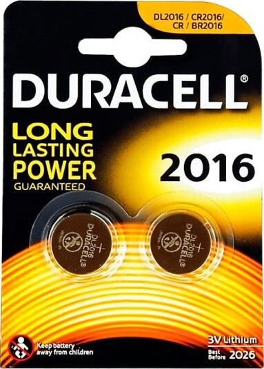 Duracell CR2016 3V lithium-batterier, 2-pakning