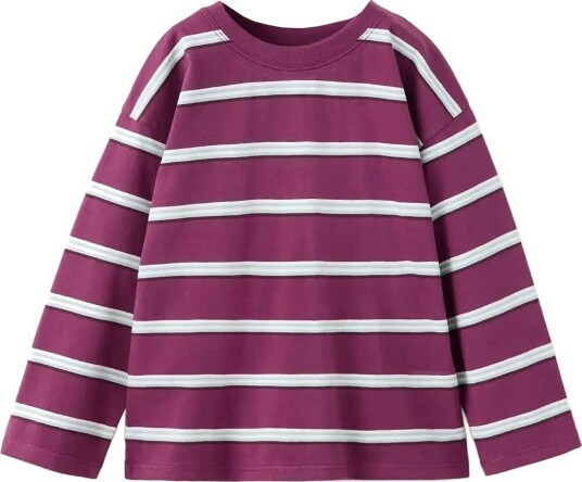 Mango 100% Cotton Striped T Shirt   DARK RED   12 18M