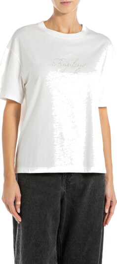 Replay Over Jersey T Shirt White L