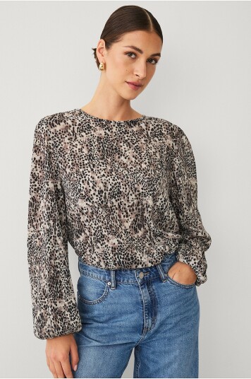 Ellos Collection Topp med pufferme Brun