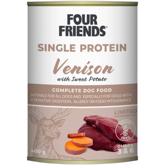 Dog Single Protein Hjortekjøtt Og Søtpotet 400 G X 12