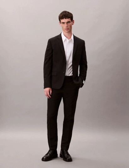 Calvin Klein Italian Wool Blend Slim Trouser   Black   44