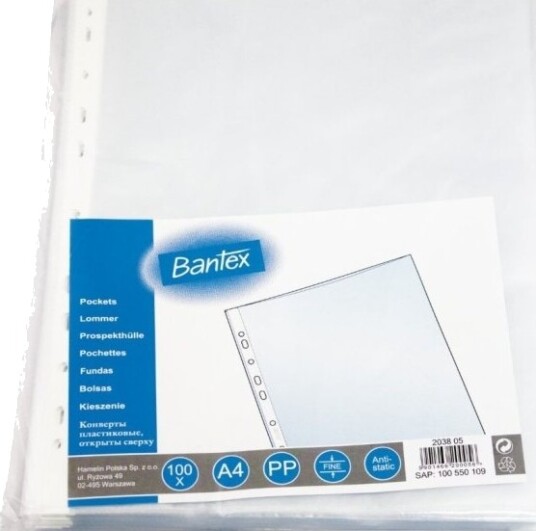 Bantex Dokumentlommer A4 48 Mic, 100 Stk (100550109) Bantex Dokumentlommer A4 48 Mic, 100 Stk (100550109)