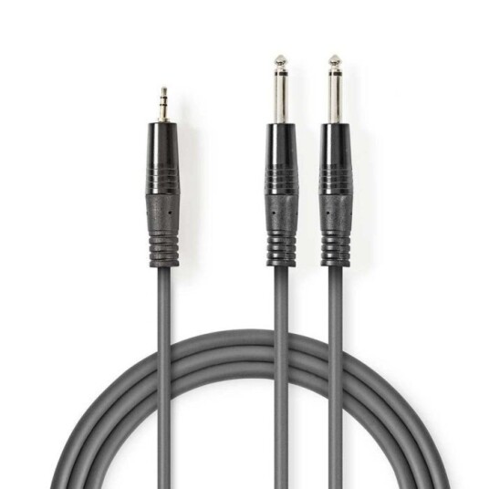 Nedis 3m Stereo Adapterkabel 2x 6,35mm til 3,5mm Grå